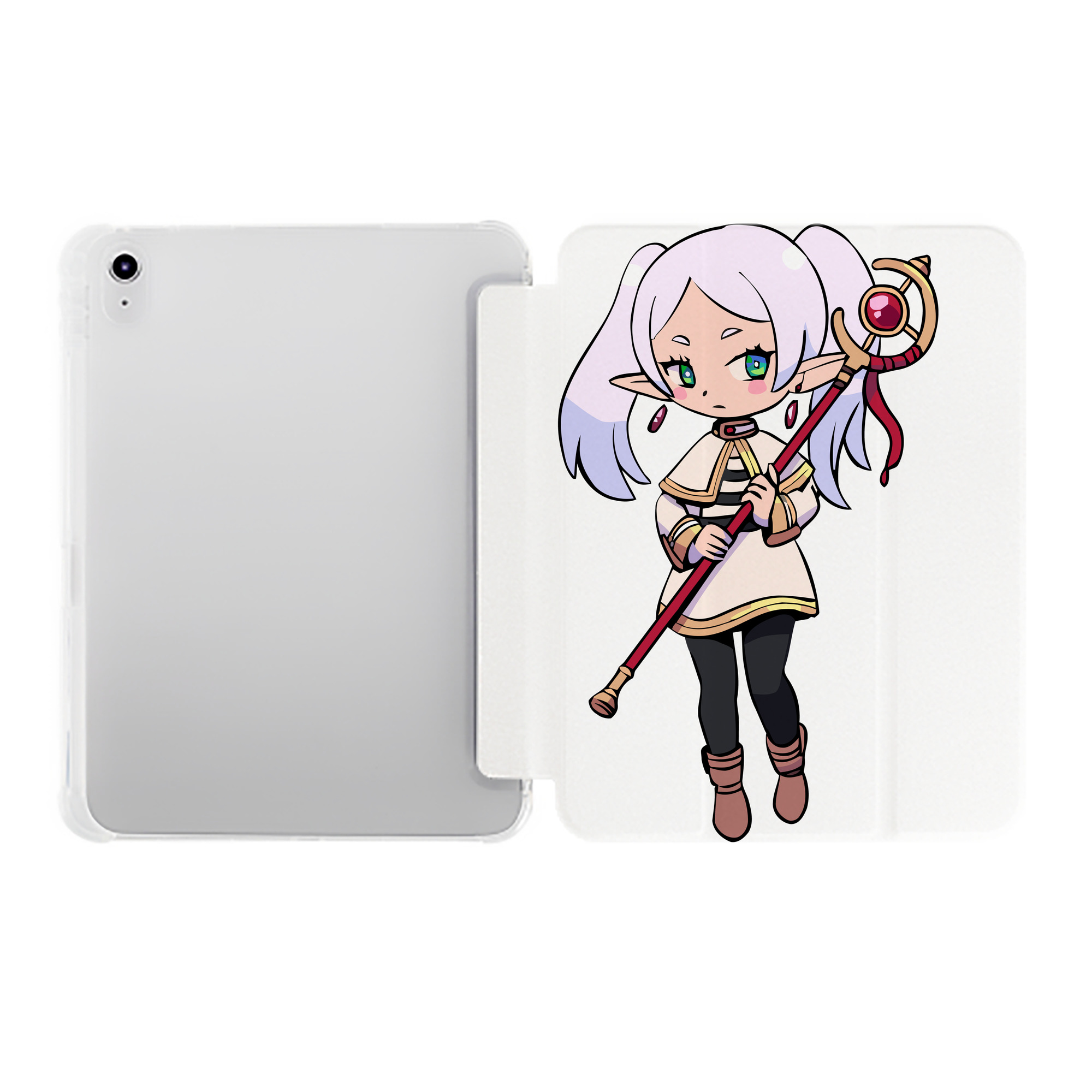 （画像用） 葬送のフリーレン Frieren IPad ケース ペン収納付き 三つ折りスタンド PUレザー×シリコン 対応機種9.5/10.5/10.9インチ